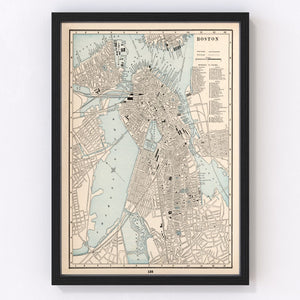Vintage Map of Boston, Massachusetts 1893