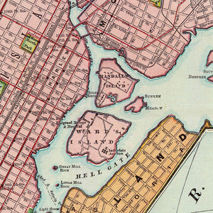 Vintage Map of New York City, New York 1897