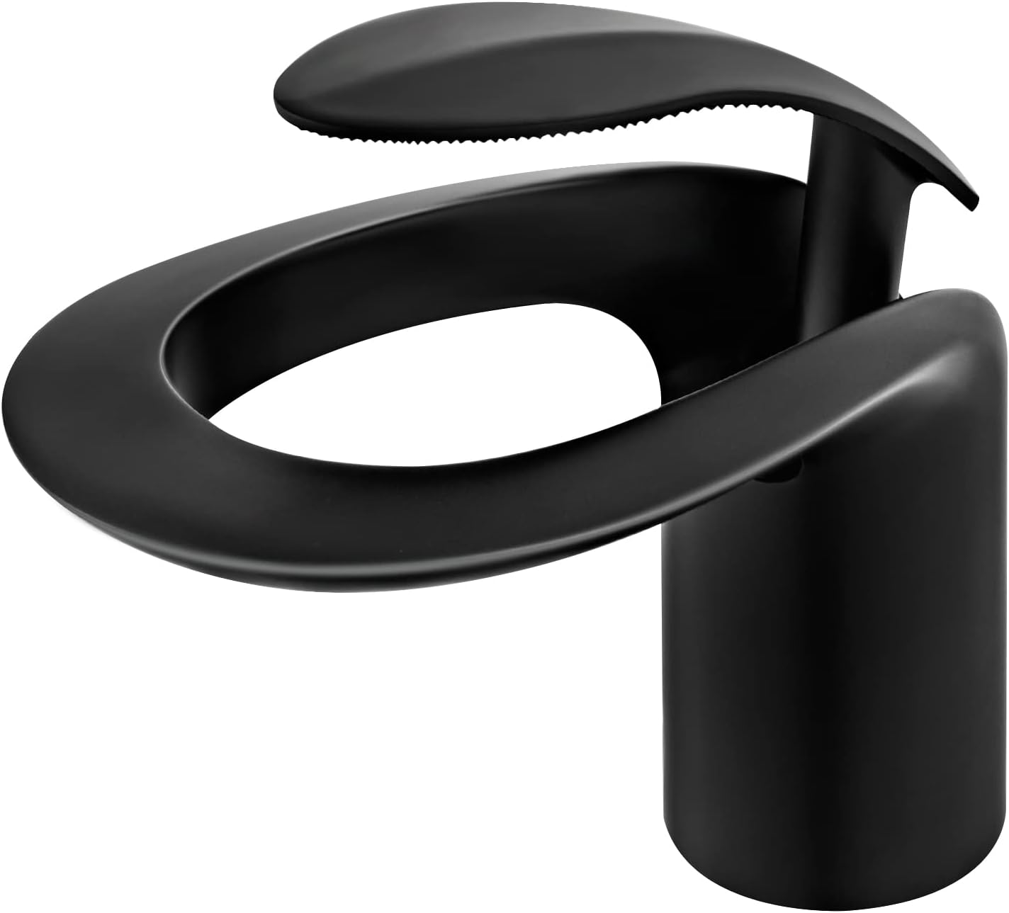 LunaMist Modern Single Handle Vessel Bathroom Faucet with Round Hollowing Design - Matte Black