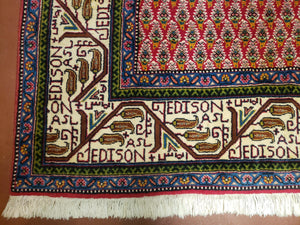 6x9 Finely Woven Turkish Tribal Rug, Boteh/Paisley Pattern, Red & Beige Area Rug, Vintage Wool Carpet, Entryway Rug, Hand-Knotted Foyer Rug