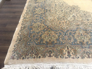 Palace Size Persian Kerman Rug 12x18, Floral Semi Open Field, Signed, Fine 240 KPSI