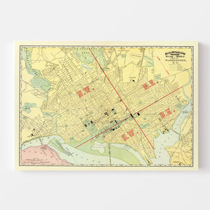 Vintage Map of Washington, DC 1897