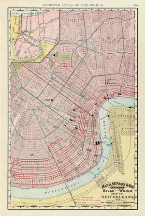 Vintage Map of New Orleans, Louisiana 1897