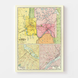 Vintage Map of Saint Paul, Minnesota 1897