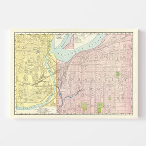 Vintage Map of Kansas City, Kansas 1897