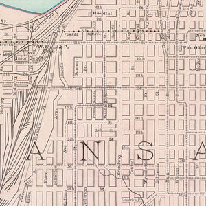 Vintage Map of Kansas City, Kansas 1897