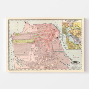 Vintage Map of San Francisco, California 1897