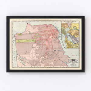 Vintage Map of San Francisco, California 1897