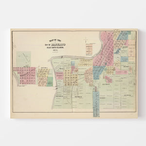 Vintage Map of Mankato, Minnesota 1874