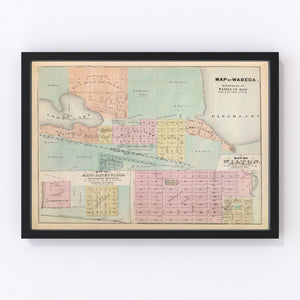 Vintage Map of Janesville, Minnesota 1874