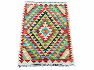 Small Kilim Rug 2x3 Colorful Turkish Kilim Accent Rug New Flatweave Wool Kilim Chobi Kilim Diamond Zigzag Playroom Rug