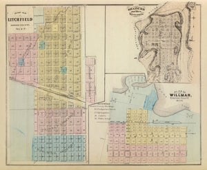 Vintage Map of Litchfield, Minnesota 1874