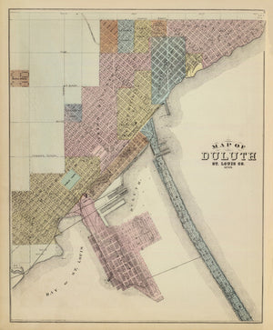 Vintage Map of Duluth, Minnesota 1874
