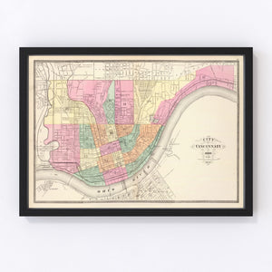 Vintage Map of Cincinnati, Ohio 1872