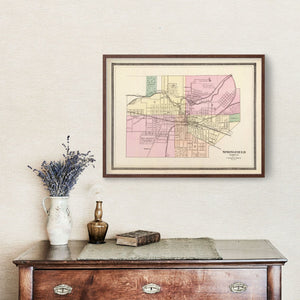 Vintage Map of Springfield, Ohio 1872