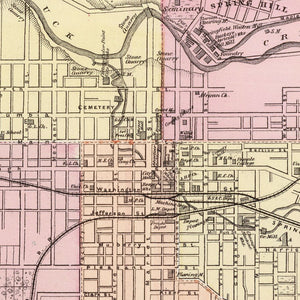 Vintage Map of Springfield, Ohio 1872