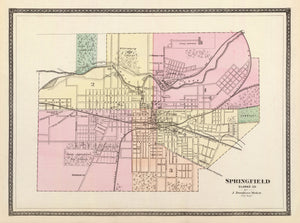 Vintage Map of Springfield, Ohio 1872