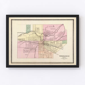Vintage Map of Springfield, Ohio 1872