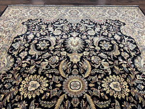 Indo Persian Rug 8 x 9.4, Allover Floral Design, Vintage Room Sized Rug, Traditional Oriental Carpet, Hand Knotted Rug for Living Room, Nice