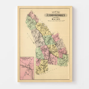 Vintage Map of Turner, Maine 1894