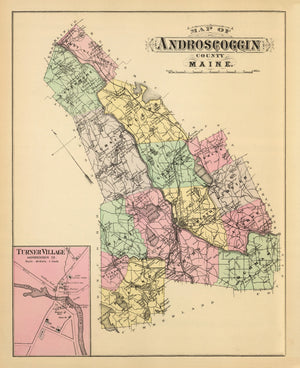 Vintage Map of Turner, Maine 1894