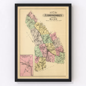 Vintage Map of Turner, Maine 1894