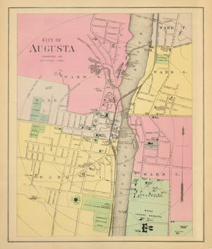 Vintage Map of Augusta, Maine 1894