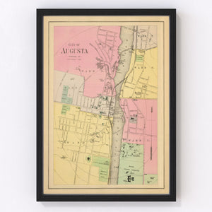 Vintage Map of Augusta, Maine 1894