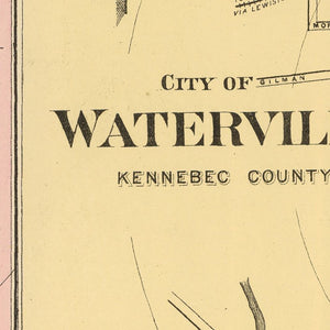 Vintage Map of Hallowell, Maine 1894