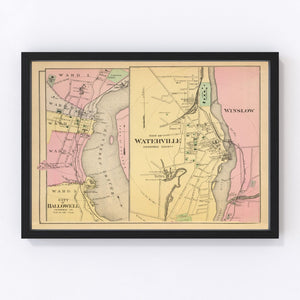 Vintage Map of Hallowell, Maine 1894