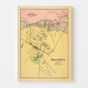 Vintage Map of Brunswick, Maine 1894