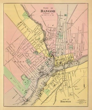 Vintage Map of Bangor, Maine 1894