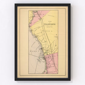 Vintage Map of Ellsworth, Maine 1894