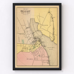 Vintage Map of Belfast, Maine 1894