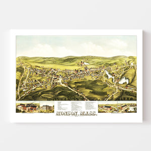 Vintage Map of Monson, Massachusetts 1879