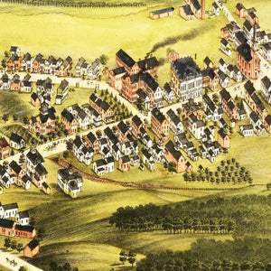 Vintage Map of Monson, Massachusetts 1879