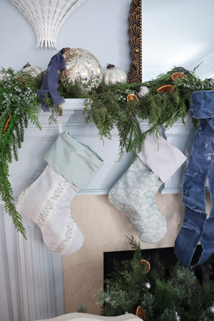 Green + Blue Bouquets and Birds Stocking | Chapple Chandler X Nicole Speake