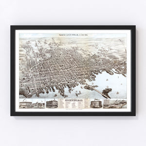 Vintage Map of New Bedford, Massachusetts 1876