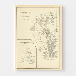 Vintage Map of Northwood, New Hampshire 1892