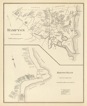 Vintage Map of Hampton, New Hampshire 1892