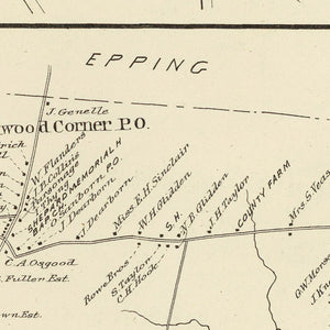 Vintage Map of Brentwood, New Hampshire 1892