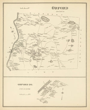 Vintage Map of Orford, New Hampshire 1892