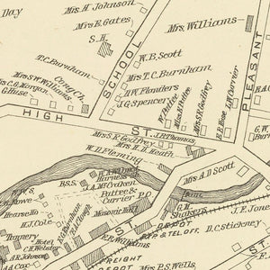 Vintage Map of Enfield, New Hampshire 1892