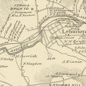 Vintage Map of Lebanon, New Hampshire 1892