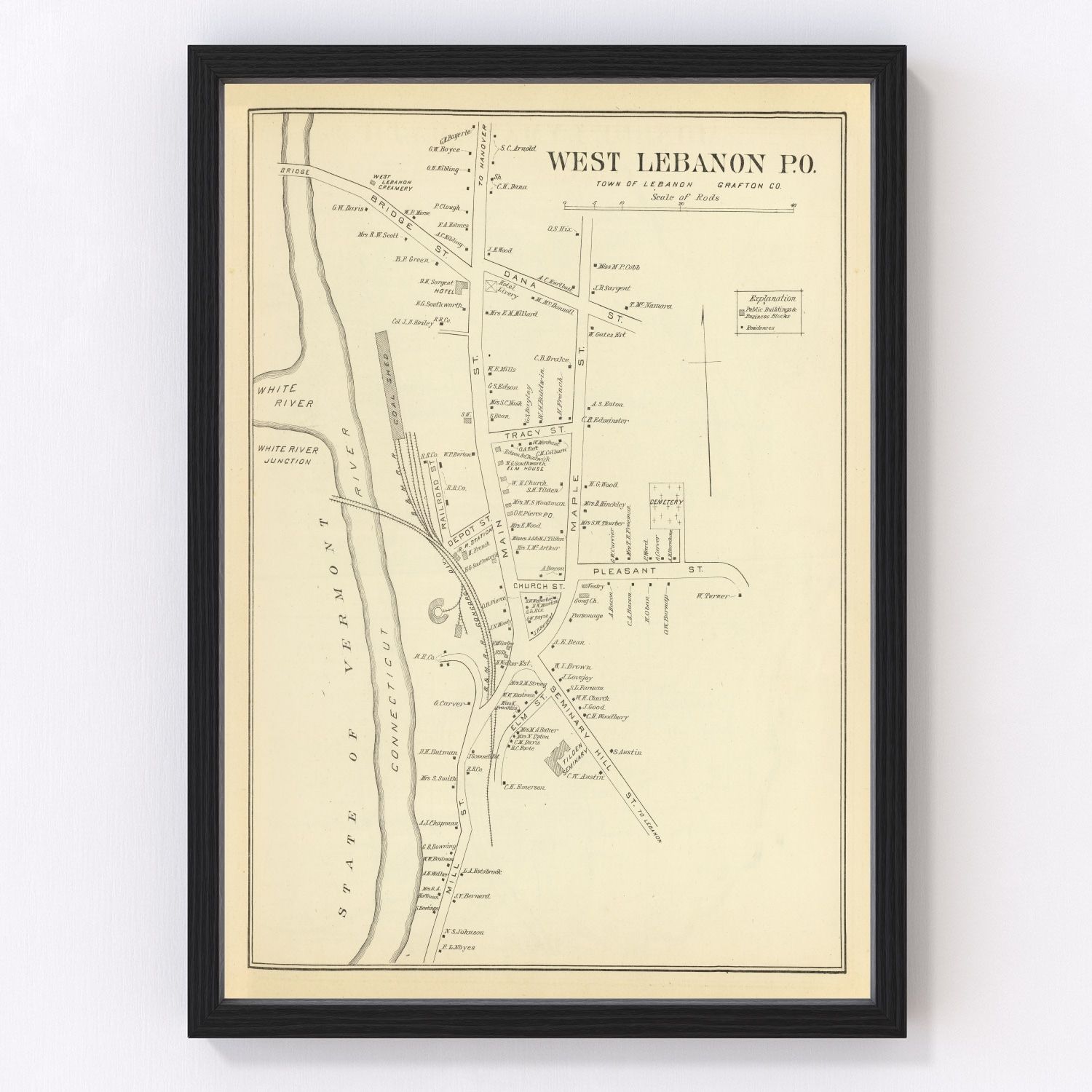 Vintage Map of West Lebanon, New Hampshire 1892