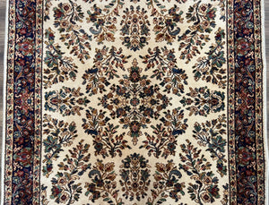 Karastan Rug 4.3 x 6, Karastan Ivory Sarouk #760 Wool Carpet, Vintage Original Collection 700 Series Discontinued, Floral Oriental Rug, Nice