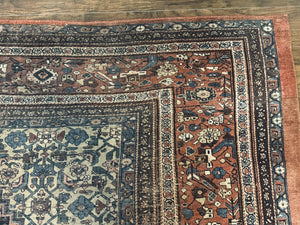 Antique Persian Bidjar Rug 8x15 – Navy Blue, Herati Pattern, Early 20th Century