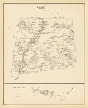 Vintage Map of Lisbon, New Hampshire 1892
