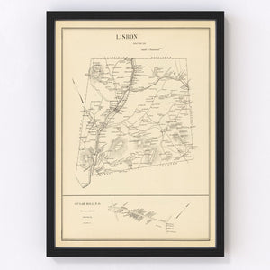 Vintage Map of Lisbon, New Hampshire 1892