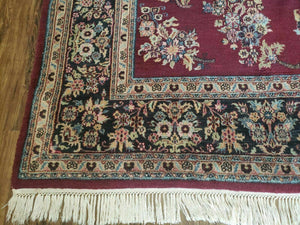 8' X 12' Vintage Handmade India Floral Oriental Wool Rug Veg Dyes Organic Red